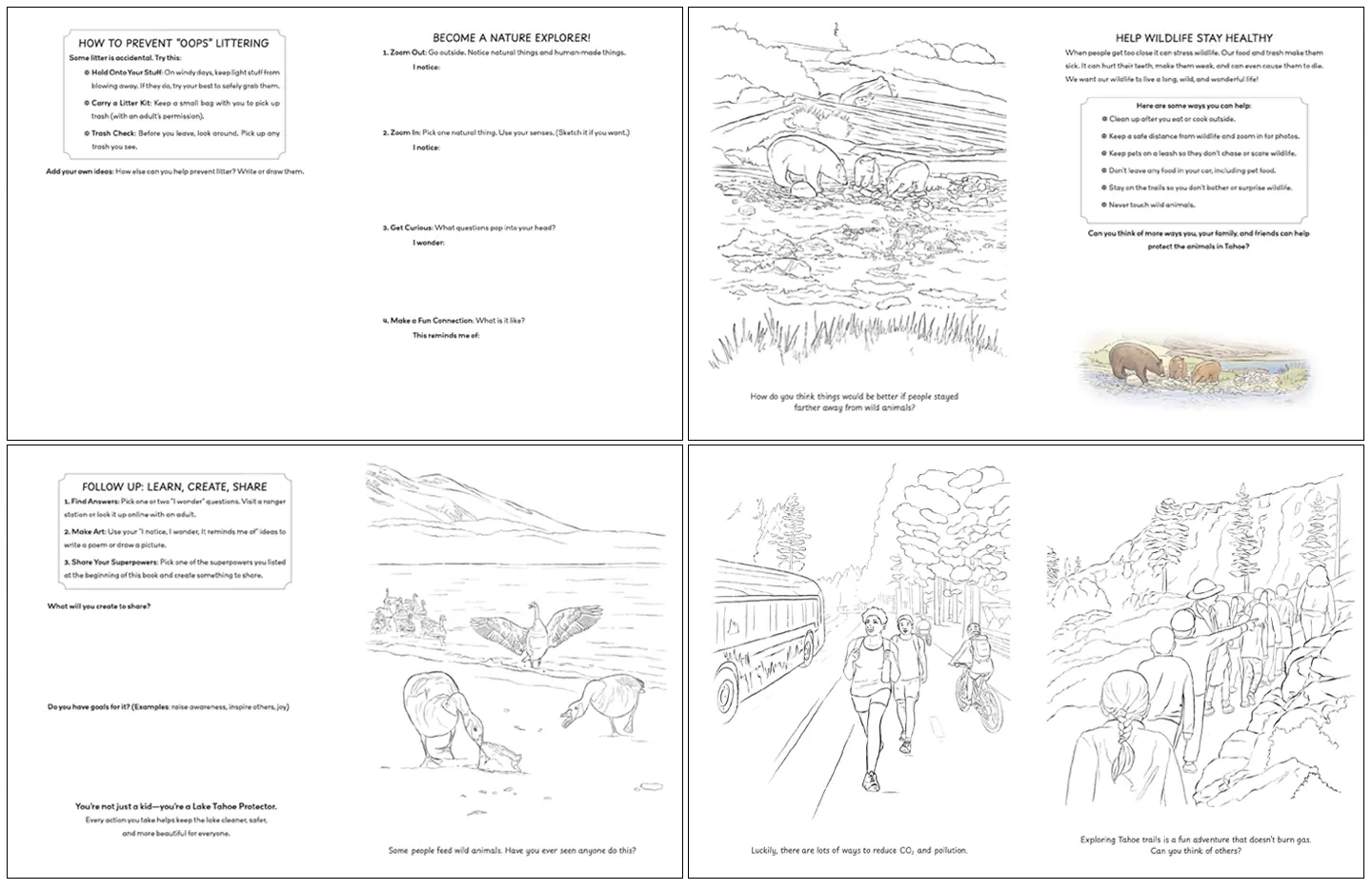 Example pages from the Nature Kids Activity Book - Lake Tahoe Edition by Kristen Schwartz